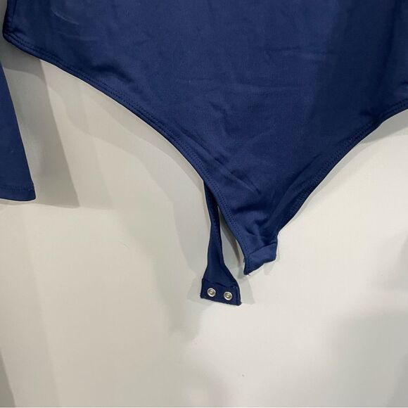 3/$25 ✺ SWS Square Neck Long Sleeve Contour Bodysuit Blue XL - Picture 3 of 4